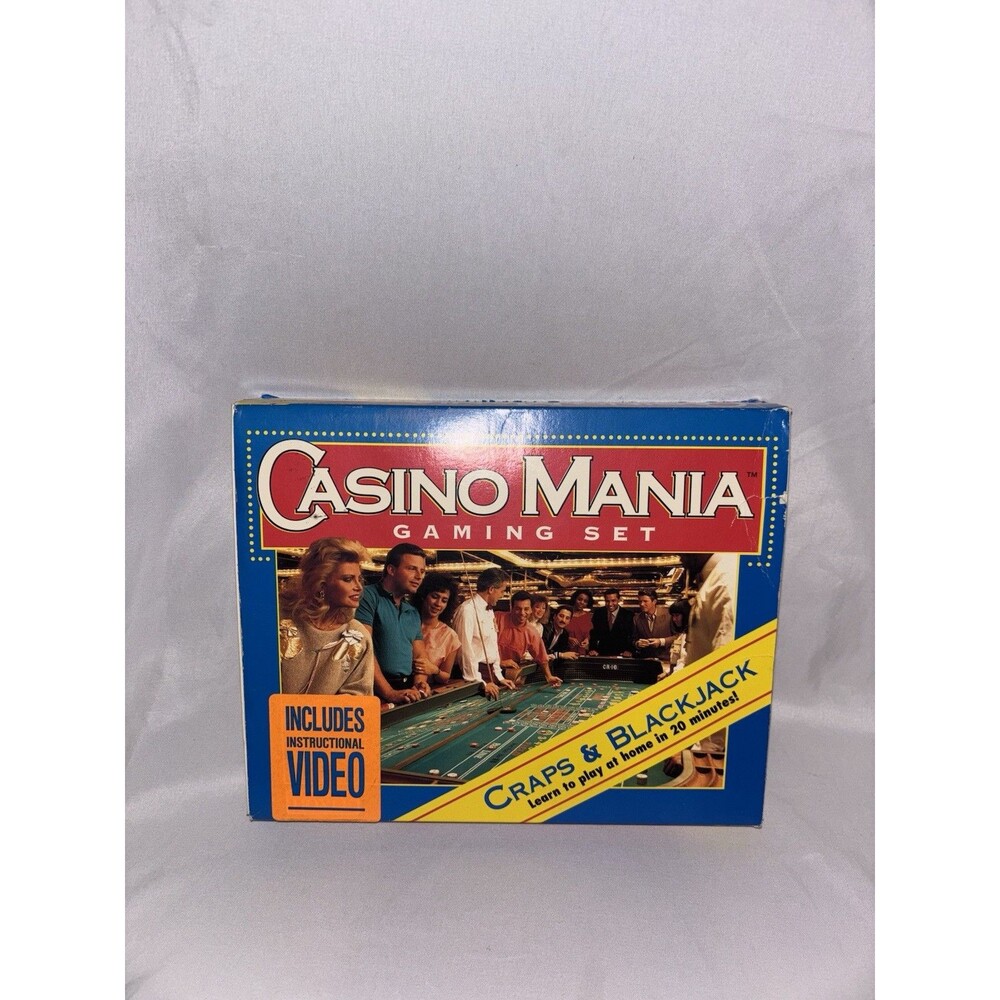 NIB Casino Mania Gaming Set VHS Cards Dice Poker Chips Learn Blackjack Craps